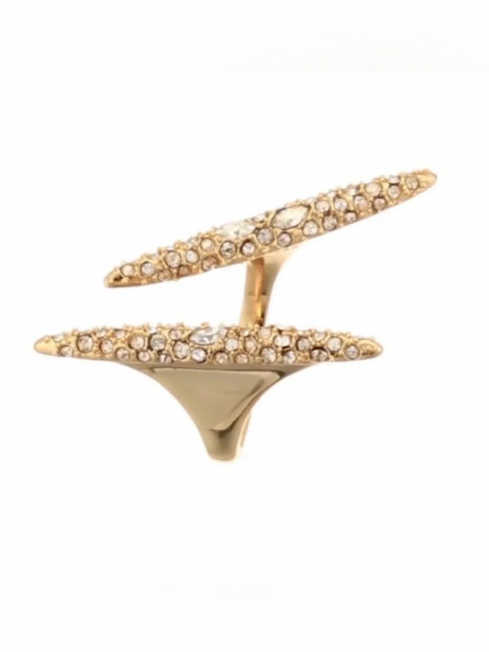 NEW Alexis Bittar Ring Encrusted Spear Modernist Crystal Double Spike AU14
